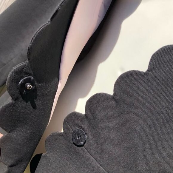 Rebecca Taylor Scalloped Blazer 6 Jacket Suit Black Long Sleeve Top Peplum Small - Picture 10 of 12